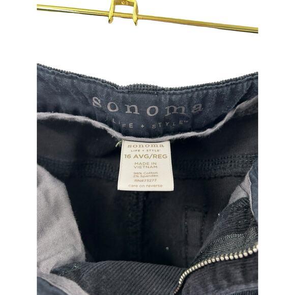 Sonoma Women’s Original Fit Black Corduroy Boot Cut Pants 16 Mid Rise Stretch - Picture 5 of 7